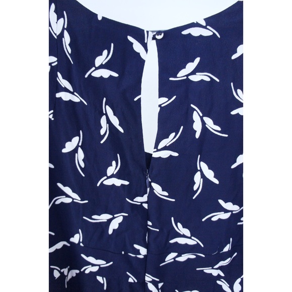 Maeve Anthropologie Fern Ruched Navy Print Dress - Picture 9 of 10